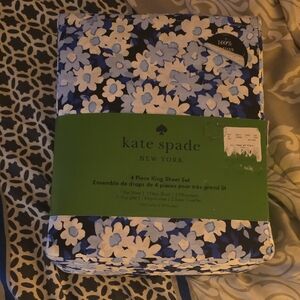 Kate Spade Navy and White Floral Sheet Set